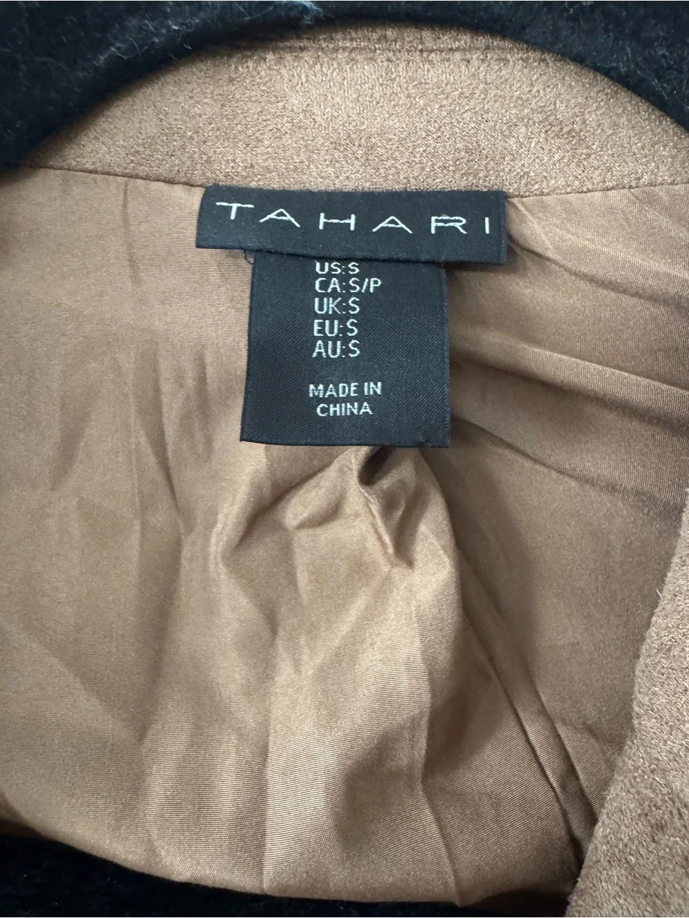 Tahari Brown Faux Suede Single Button Blazer Jacket Size S